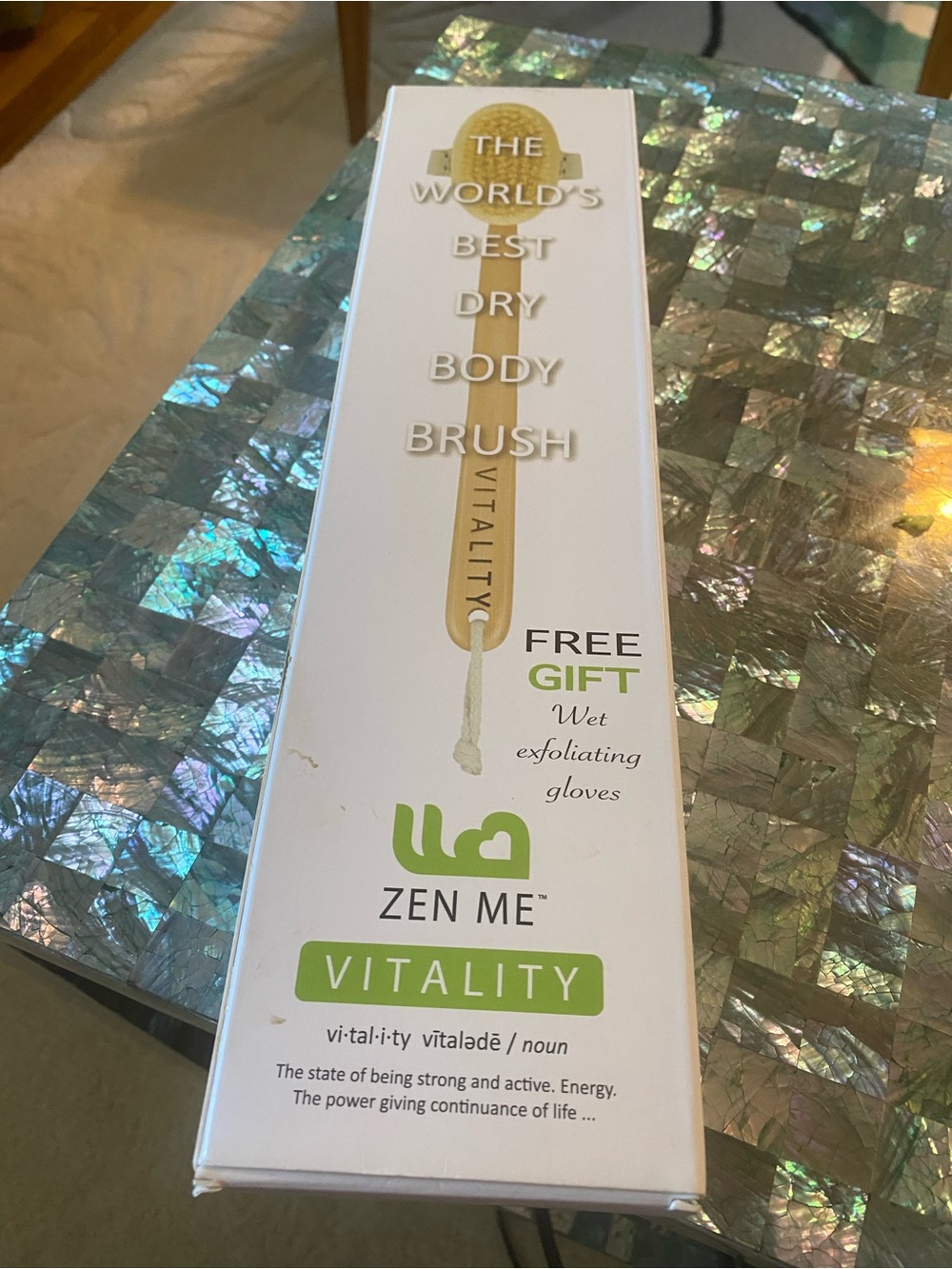 Zen Me Vitality Dry Body Brush with Free Exfoliating Gloves